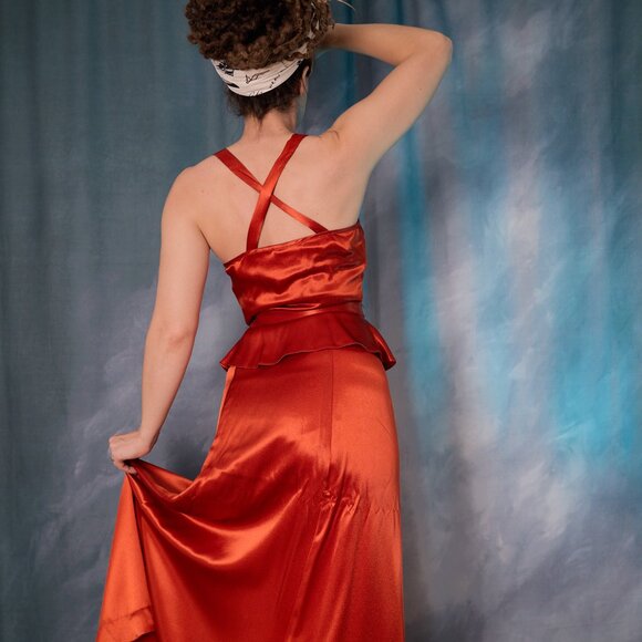 Vintage 70's Party 2pc Long Aline Skirt and Top Size XS - Picture 2 of 9